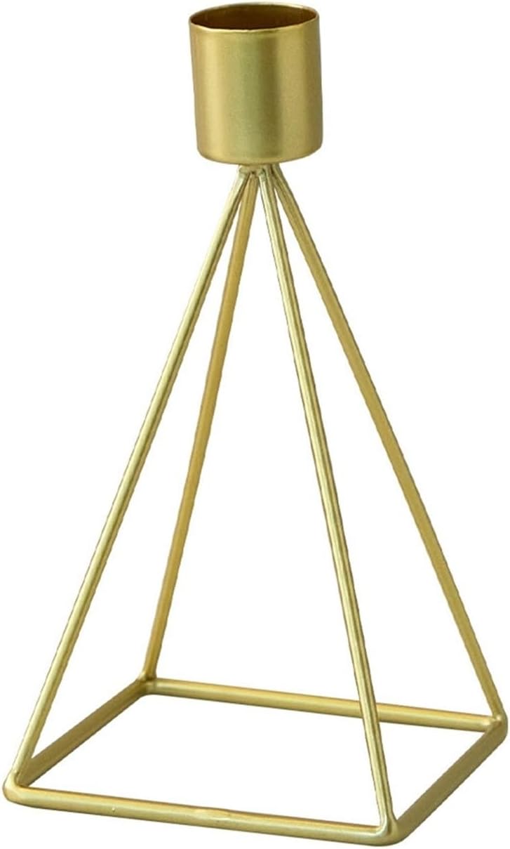 Nordic Wrought Iron Christmas Candlestick, European Style, Living Room Decoration, Creative, Romantic Tabletop Ornament for Dining and Home(PyramidCandlestickLow-Black)