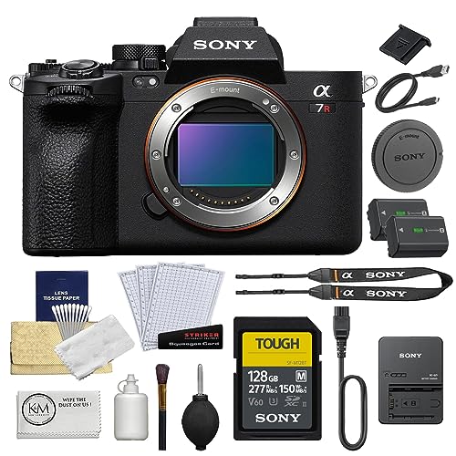 Sony Alpha a7R V Mirrorless Digital Camera Body Bundle with 128GB Tough Memory Card + Extra NP-FZ100 Lithium-Ion Battery + Screen Protectors + Camera Cleaning Kit + Cleaning Cloth (6 Items)