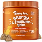 Zesty Paws Dog Allergy Relief Chews, Dog Probiotics for Itchy Skin and Ears, Peanut Butter, 90ct