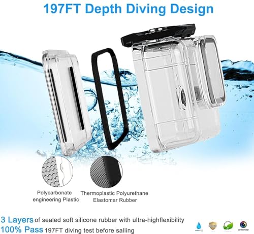 Waterproof Case for Go Pro Hero 13/Hero12 Black/Hero11 Black/Hero10 Black/Hero9 Black,Action Camera,196FT/60M Protective Underwater Diving Housing with Accessories for Hero13/12/11/10/9