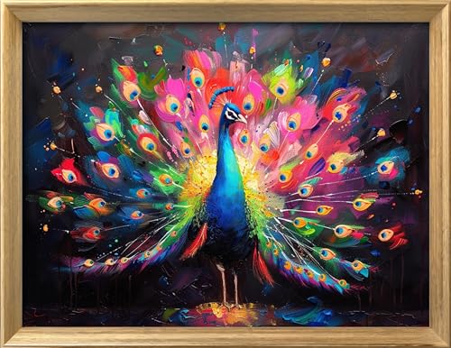 Image of Leczany Cross Stitch Patterns Stamped Kit for Beginners | Embroidery Supplies DIY Craft Kit Needlepoint for Adults Starter | 11CT, 3 Strands | Peacock Spreads its Wings 20.9x15.8 inches