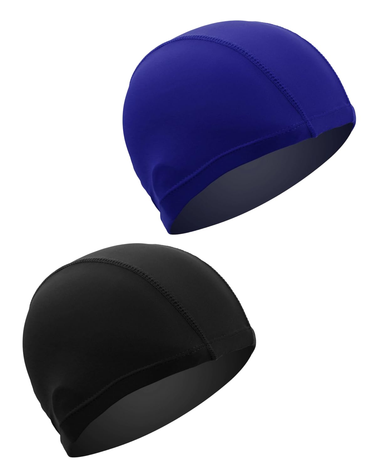 Gorro de Natación de Tela – Cómodo, Duradero y Extraordinariamente Elástico, Ideal para Hombres y Mujeres (Azul + Negro)