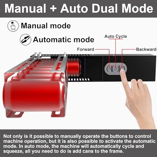 Elektrische Dosenpresse – Automatischer Dual-Modus, verstellbarer Ständer zum Recycling von Aluminium-Soda, Cola-Dosen und Kunststoff-Wasserflaschen