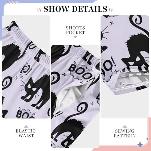 Funny Halloween Cat Light Purple Boys Pants for Kids Jogger Pants with Pockets S-XL4