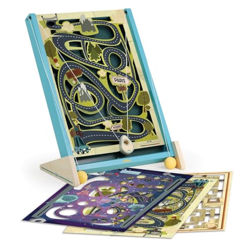 Labyrinthe Vilac Routatrou en bois coloré avec 3 plateaux de jeu et bille 2379