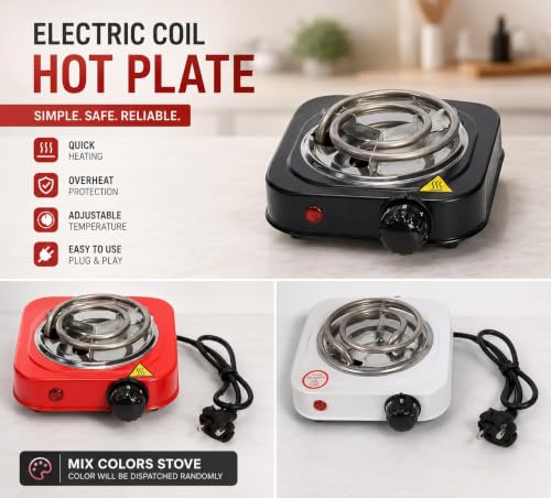 Image of 500W Mini Electric Chulha Hot Plate | Coal Burner, Portable Cooking Heater, Small Electric Stove, Charcoal Burner, Travel Stove for Home & Hostel