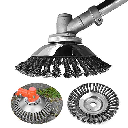 Garden Weed Eater Brush Cepillo Redondo de Alambre de Acero con Cabezal de Corte Apto para cortadora de césped Grass Eater Trimmer Brush Cutter Tools Piezas Herramientas de eliminación de óxido,8inch