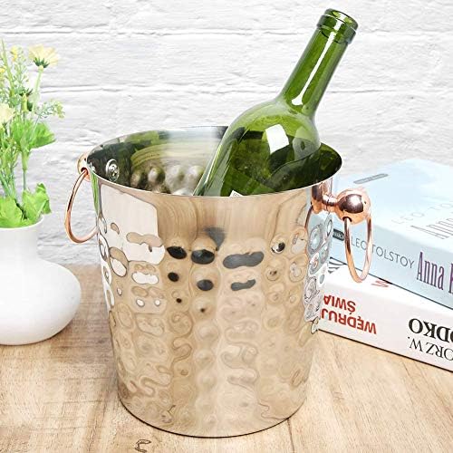 Miniatura 5 de Cubo de hielo, contenedor portátil de acero inoxidable de 3 l, barril de champán con asa para uso en bar en casa