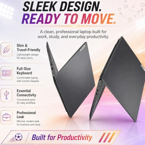 Image of Lenovo V15 Ultra Slim Business & Student Laptop, 15.6 inch FHD IPS Display, Powerful Intel Quad-Core Processor, 8GB DDR5 RAM, 512GB PCIe SSD, Wi-Fi 6, Ethernet(RJ45), HDMI, Windows 11 Pro, Copilot AI PC
