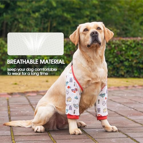 Image of Dog Recovery Suit for Front Legs, Dog Recovery Sleeves After Surgery with Elastic Band, Soft Protective Elbow Braces for Medium Large Dogs, Cone Collar Alternative to Stop Licking Leg Wounds,Red,3XL