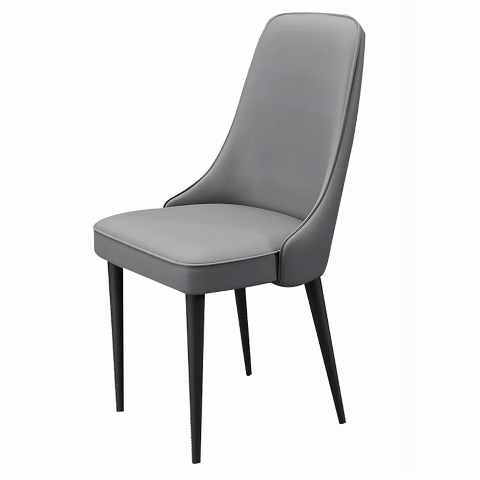 Chaises de salle à manger confortables en cuir PU gris foncé pour cuisine et salon moderne