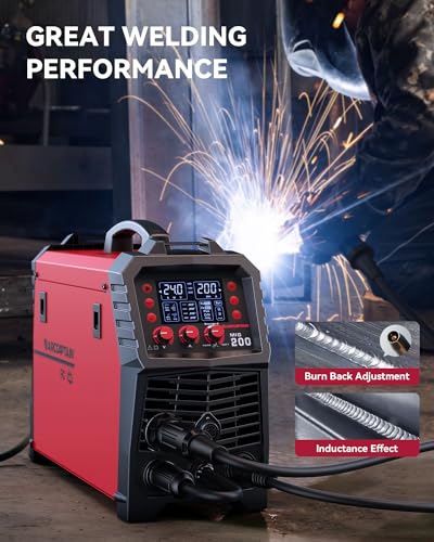 Image of ARCCAPTAIN MIG Welder, 200Amp 6 in 1 Gas MIG /Gasless Flux Core MIG /Stick /Lift TIG /Spot welding /Spool Gun 110V /220V Aluminum Multi Process Welding Machine with LED Digital Display, Burn Back Adjustment