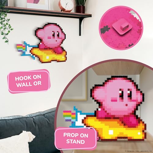 Jixelz Remix Warp Star Kirby Pixel Art - DIY Snap-Together Collectible with Wall Hanger and Display Stand - Gamer Room Decor for Desk or Wall - Kids Valentine’s Day Gifts - 700 Pieces - Ages 8 Years+ by TOMY - Image 5