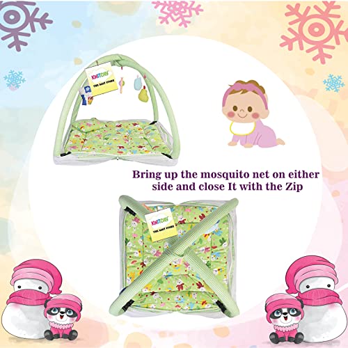 Image of Kwitchy Baby Bed New Born Baby Bedding Set | Mosquito Net | Play Gym | Baby Shower | Gift Pack | Essential Combo (0-6 Months) Green