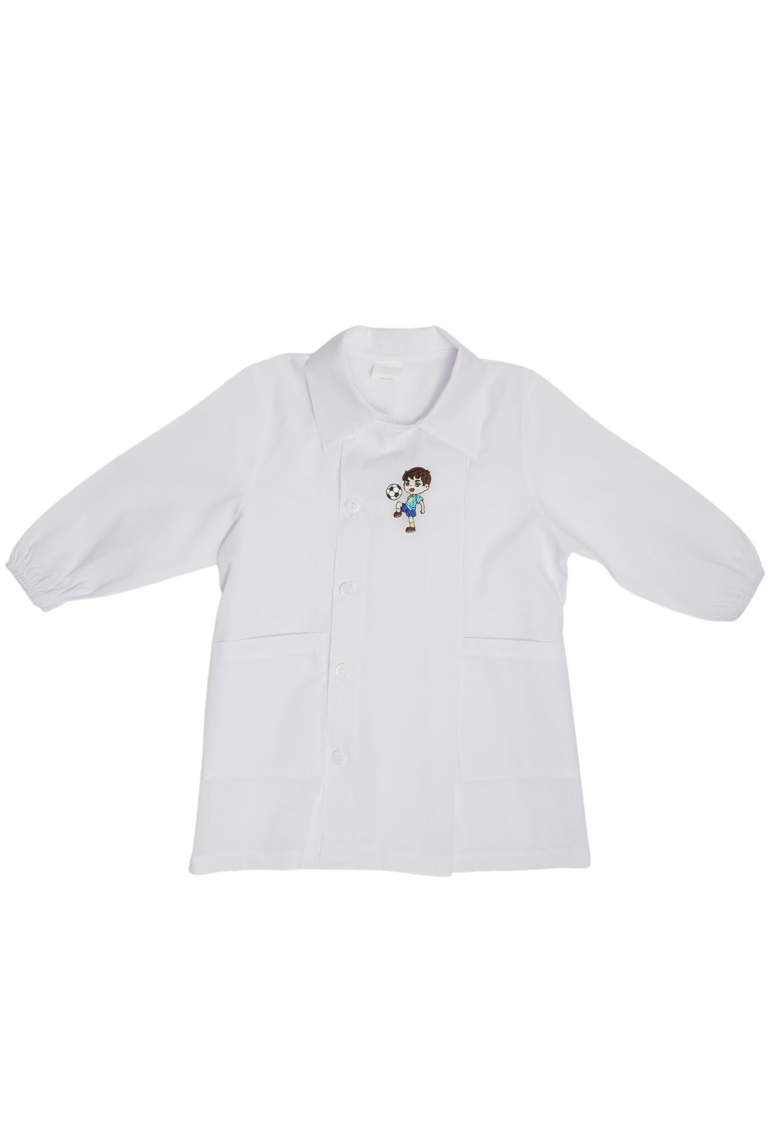 Grembiule Asilo Bambino Bianco Tinta Unita da 2 anni a 7 Anni con Fantasia Ricamata Grembiule Bambino con Bottoni