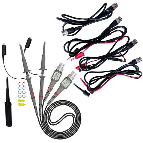Image of Universal Oscilloscope Probe Kit, 100MHz Oscilloscope Clip Probes with Accessories Kit, 6PCS Test Lead Kit