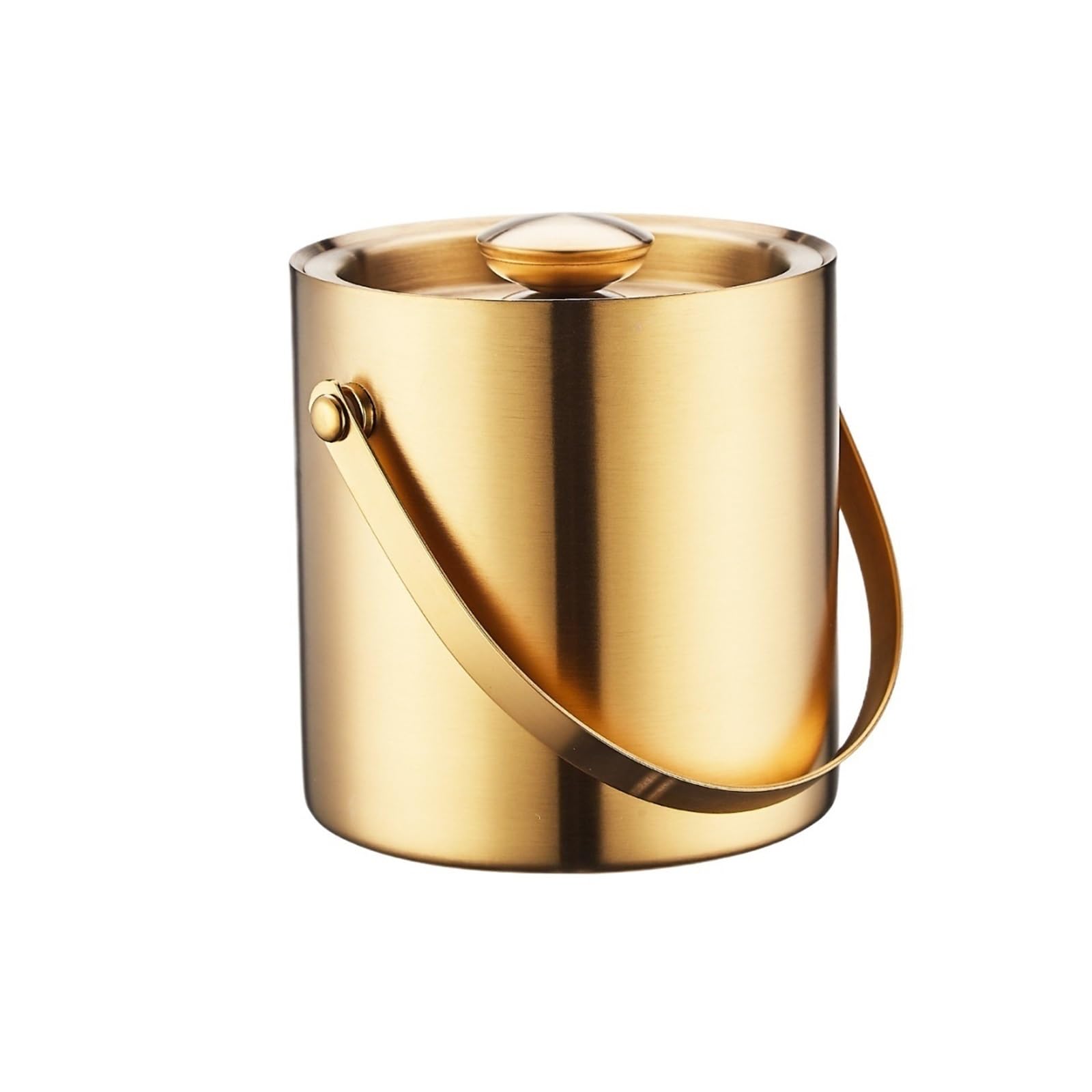 drinks bucket Thickened Double-layer Stainless Steel Ice Bucket With Lid Multi-purpose Bar Party Champagne(Gold)
