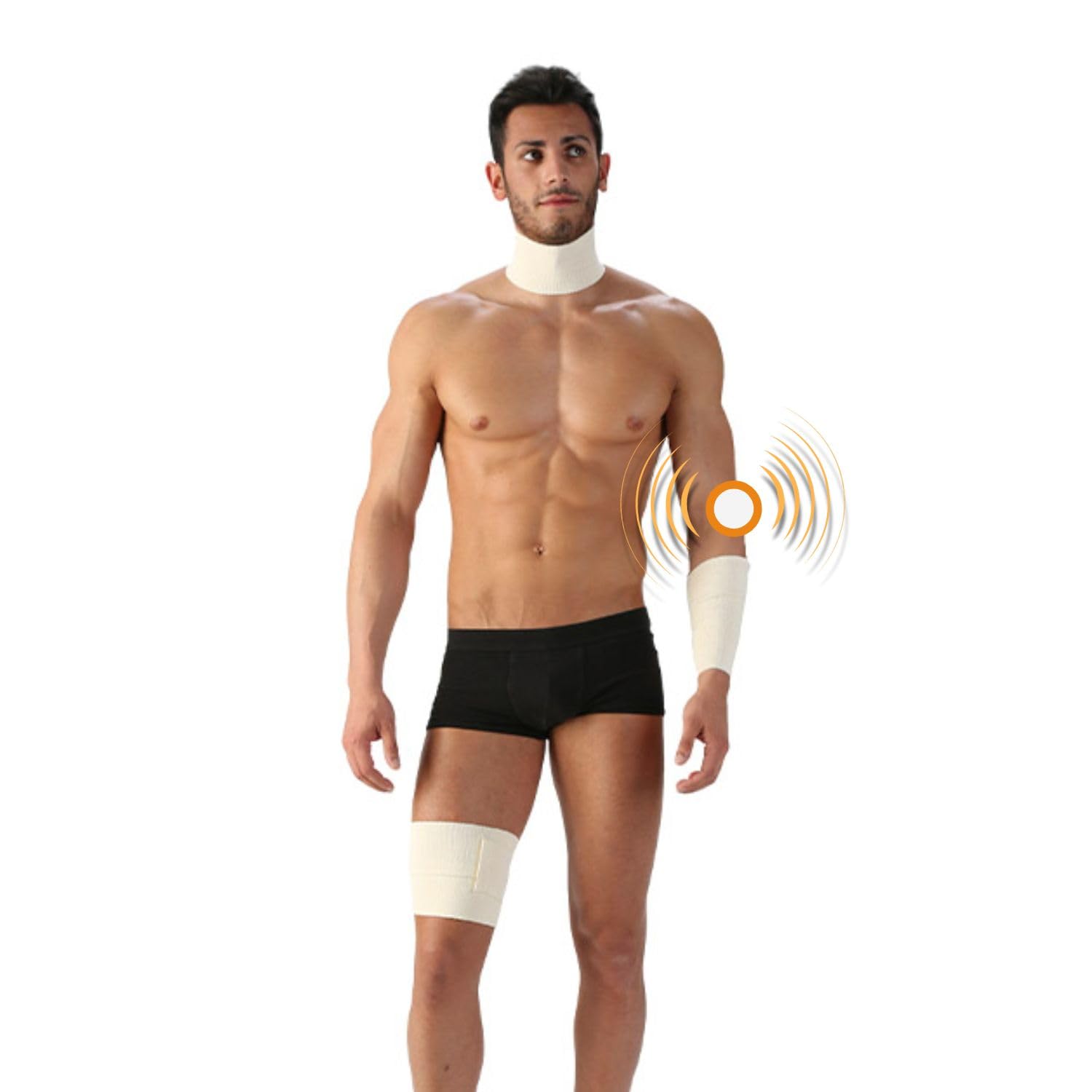 SPIKENERGY Kit 3 Fascia Elastica 35-65-100cm Elettro Magnetoterapia - Polsiera Per Tendinite Polso, Gomitiera Per Epicondilite, Fasce Braccia Gambe Collo, Dispositivo Medico Detraibile - Made in Italy