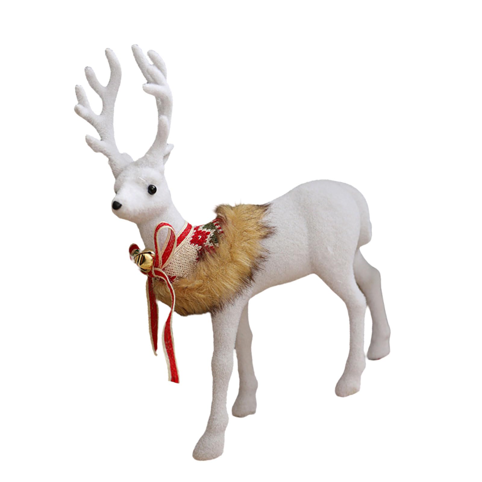 Msioytog Stylish White Reindeer Decoration Realistic White Reindeer Statue Holiday Decoration Figurine Display Figurine