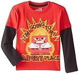 Disney Little Boys' Toddler Inside Out I'm Going To My Angry Place Twofer T-Shirt, Red/Black, 2T