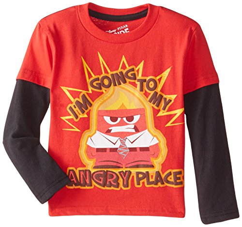 Disney Little Boys' Toddler Inside Out I'm Going To My Angry Place Twofer T-Shirt, Red/Black, 2T