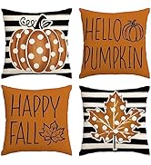 AVOIN colorlife Happy Fall Hello Pumpkin Throw Pillow Covers, 18 x 18 Inch Autumn Thanksgiving Ha...