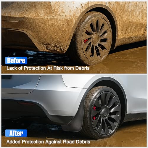 Image of Nilight Mud Flaps Splash Guards for Tesla Model Y 2020 2021 2022 2023 2024 | No Drilling Precision Fit Exterior Accessories Heavy-Duty Splash Guards Protection, Front & Rear Set