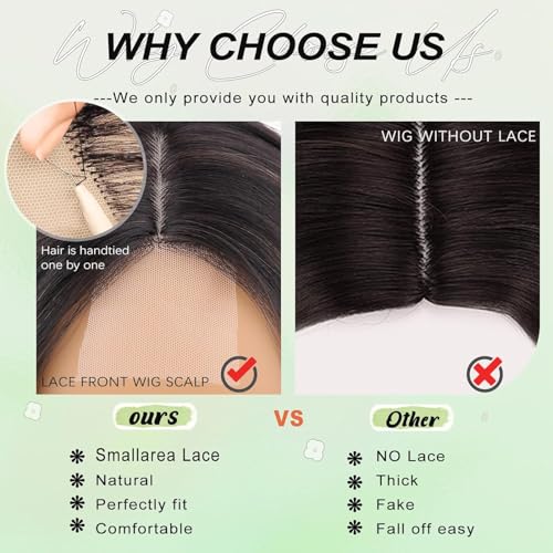 NOSTALGIA Black Wavy Wigs For Black Women Short Wavy Brown Bob Wig Synthetic Middle Part Curly Wavy Bob Natural Looking Wigs for Daily Party Use - image 3