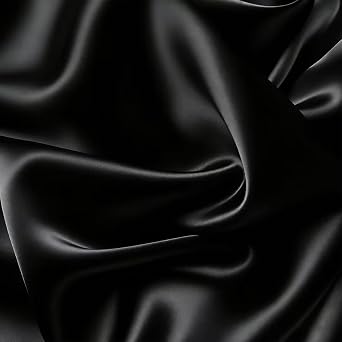 Satin Fabric by The Yard Soft Charmeuse Silky Shiny Cloth Fabric 59 Inch Width for DIY Sewing, Dress, Wedding Decorations, Draping, Sewing, Table ClothBlack, 1 Yard