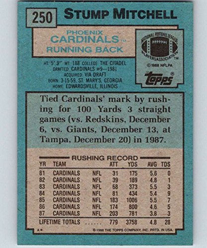 Amazon.com: 1988 Topps Football #250 Stump Mitchell Phoenix