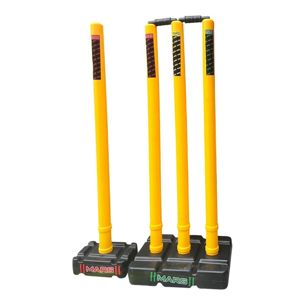 Mars Cricket Wicket Set, Black-Yellow, Plastic, Full Size, with 4 Stumps, 2 Bails and 2 Stands-picture-32