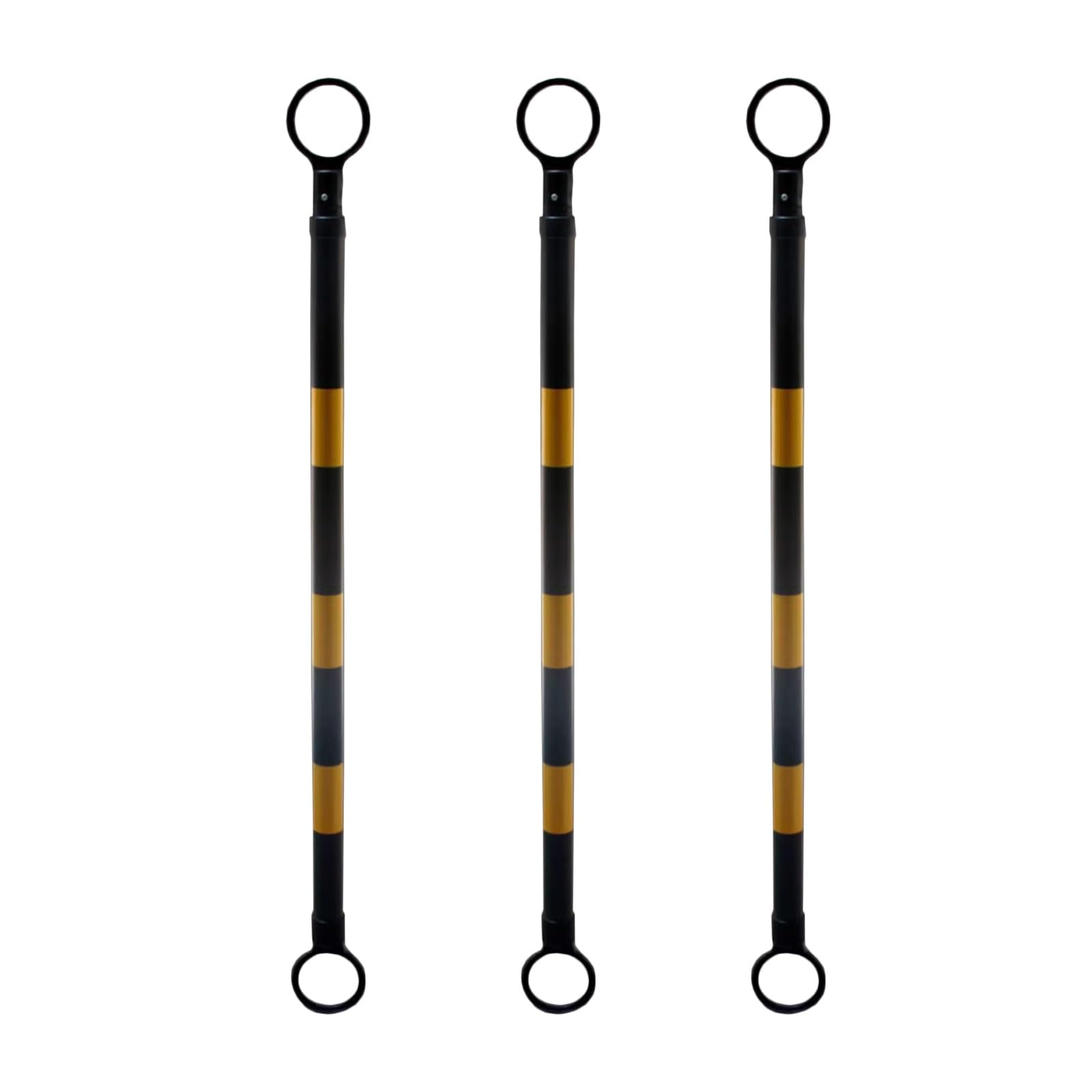 WOTZOV Retractable Traffic Cone Bar - Expandable 1.2-2.2M, 3 Pcs, Flexible Safety Barrier Pole With Black & Yellow Reflective Film, Perfect For Traffic Control & Events