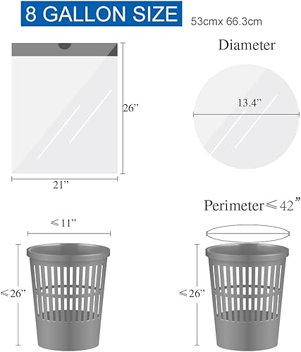 Miniatura 3 de JASINCESS Bolsas de basura pequeñas con cordón de 8 galones, bolsas de basura gruesas multiusos para la oficina en casa, cocina (transparente-60)