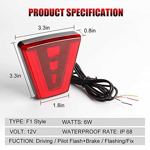 Mihaz F1 Style Brake Light, Upgrade Led Trailer Lights Waterproof 12V Trapezoidal Led Tail Lights Strobe Pilot Lighting Kit Universal For Car Suv Motorcycle(Red) #TOP1