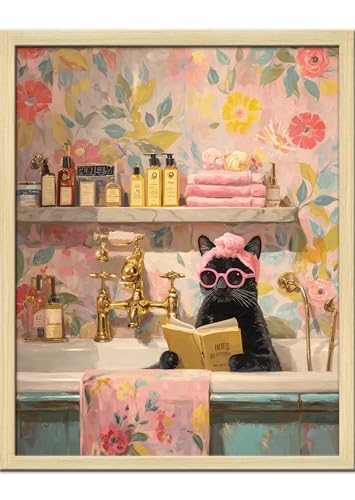 Funny Elegant Cat Wall Art Print Cat Lady In The