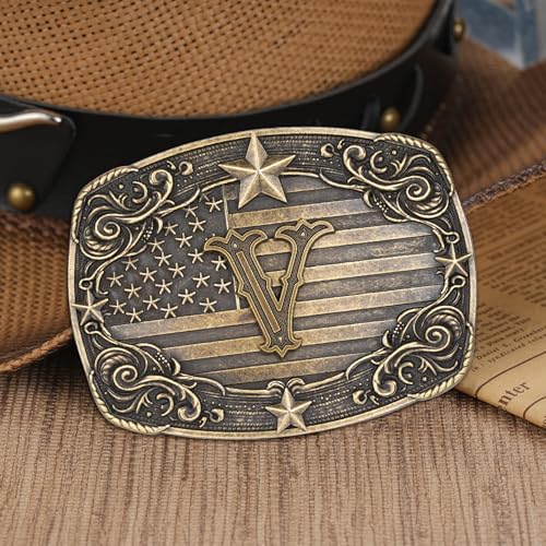 Image of Western Belt Buckle for Men Women Initial Letter A to Z Cowboy Belt Buckle Texas Buckle hebillas vaqueras para hombre