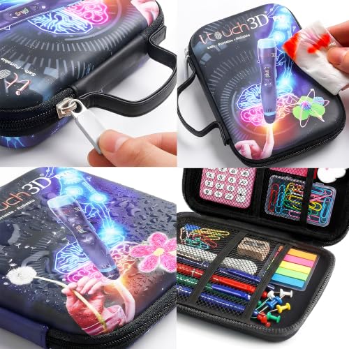 Image of WOL 3D Cartoon Printed Pencil Case with Compartments | Large Capacity Stationery Organizer Zipper Pouch, Water-Resistant Pen Holder for Girls, Boys, Kids, School, Travel & Office Use - Black