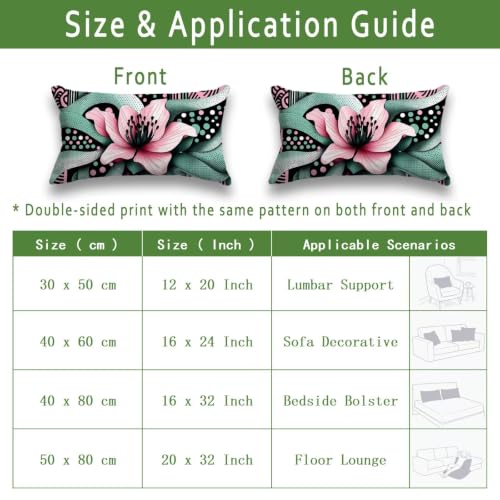 Taie oreiller 50x80 fleur lot de 2 housses de coussin moderne salon