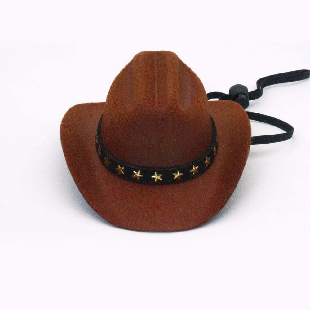 SLOTHCITY Cowboy Pet Hat Cosplay Cap for Dogs and Cats Six Colors (Brown, Medium)