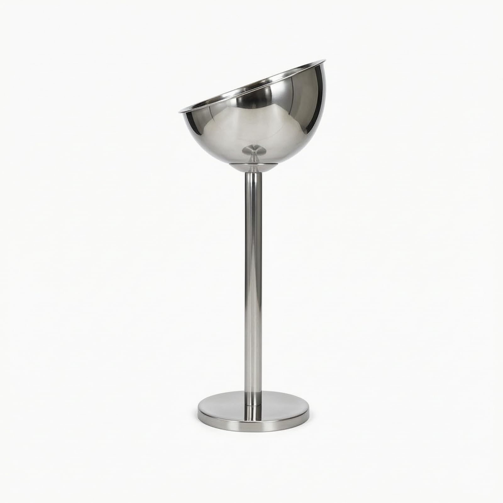 Soporte de Vino Soporte Cubo Botellero Pedestal Porta en Acero Inoxidable Liso Vertical y Base Pesada Adecuado para Servicio de Cócteles en Casa Salas , Plateado , Inclinado Con Soporte
