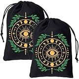 CREATCABIN 2 Pochette en Velours avec Cordon de Serrage pour Cartes de Tarot Pochette de Rangement pour Bijoux Motif Mauvais Œil Noir Idéal pour Les Amateurs D'Autel Cristaux Dés Sorcellerie 13x18cm