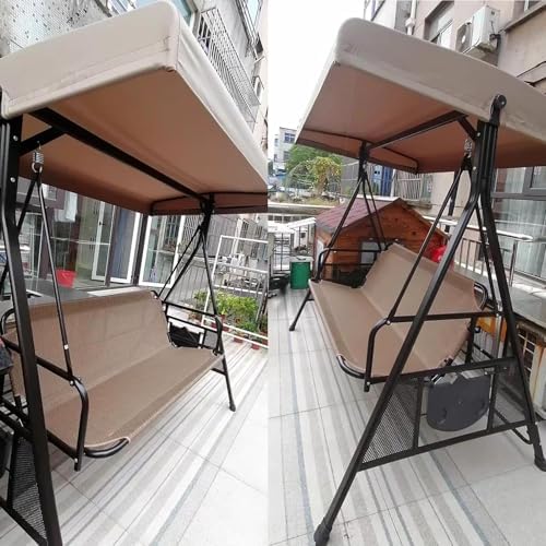 Waterproof Porch Swing Canopy Replacement Cover, Windproof Sunshade for 2-3 Seat Outdoor Garden Hammock Chair, Durable Patio Top Cover for Courtyard Use