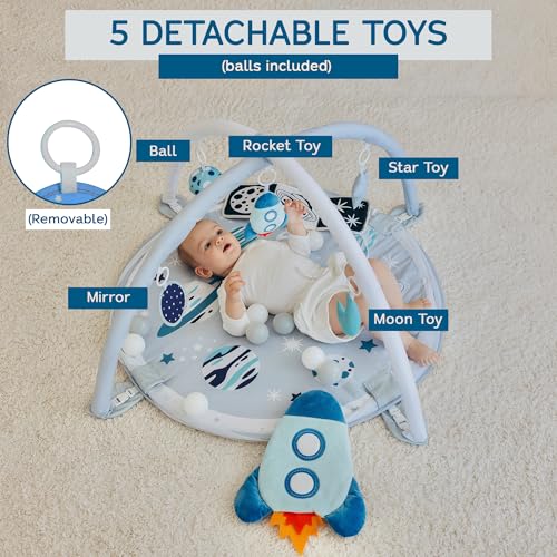 Aila+Aiden 6-in-1 XL Play Mat & Play Gym, Baby Gym, Baby Activity Gym, Sensory Exploration and Motor Skill Development Toys (Space Gray) - Image 4