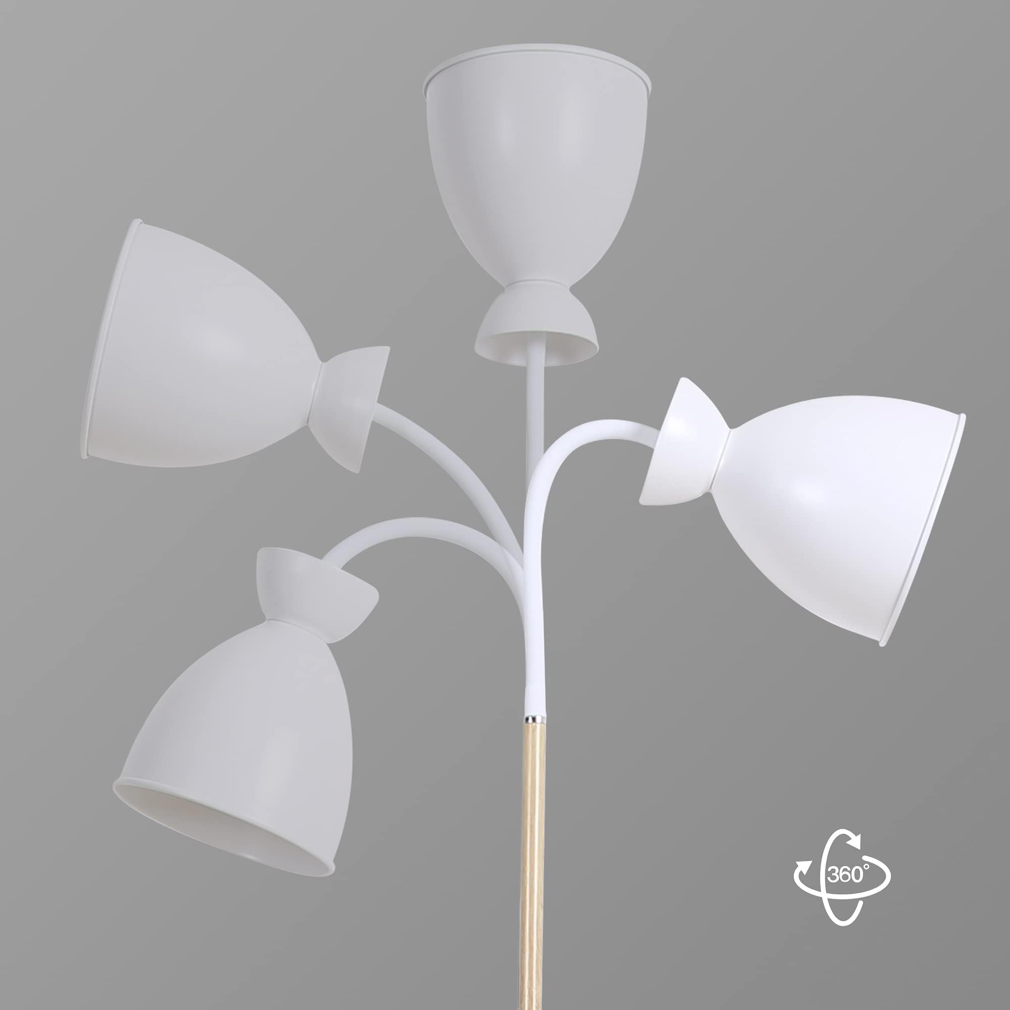 Amdelne Lampada da Terra Vintage in Metallo, E27 MAX 60W Luce da Lettura LED con Lampadina Esclusa, Bianco Piantana Luce Regolabile H 159 cm Design per Salotto, Camera da Letto, Ufficio, Studio
