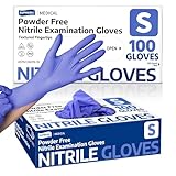 Supmedic Medical Nitrile Exam Gloves, Powder-Free Latex-Free Non-Sterile Food Safe Disposable Glove, Blue Iris 100pcs (Small)