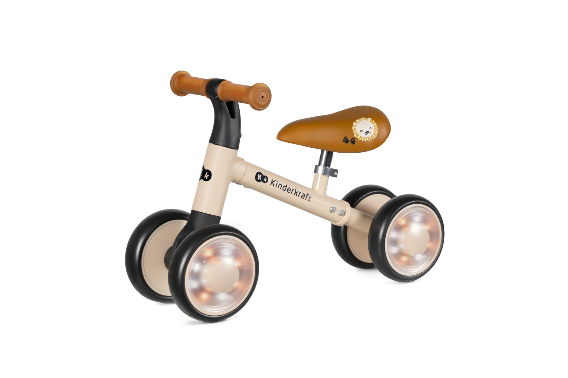 Kinderkraft Cutie Flash - Bicicletta da corsa per bambini, senza pedali, ruote con luci a LED, design moderno, costruzione sicura, per bambini a partire da 1 anno, colore: Beige
