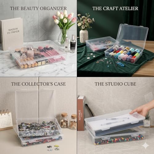 Image of Klick n shop A4 Clear File Storage Box Transparent Plastic Document Organizer with Secure Latching Lid, Stackable Paper Holder for Office, School & Home Use (PACK OF 4)