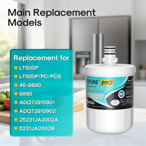 Image of ICEPURE PRO 5231JA2002A NSF401&53&42 Certified Water Filter,3 PACK | Replacement for LG LT500P, GEN11042FR-08, ADQ72910911, ADQ72910901, ADQ72910907, Kenmore 9890, 469890, LFX25974ST, RWF0100A