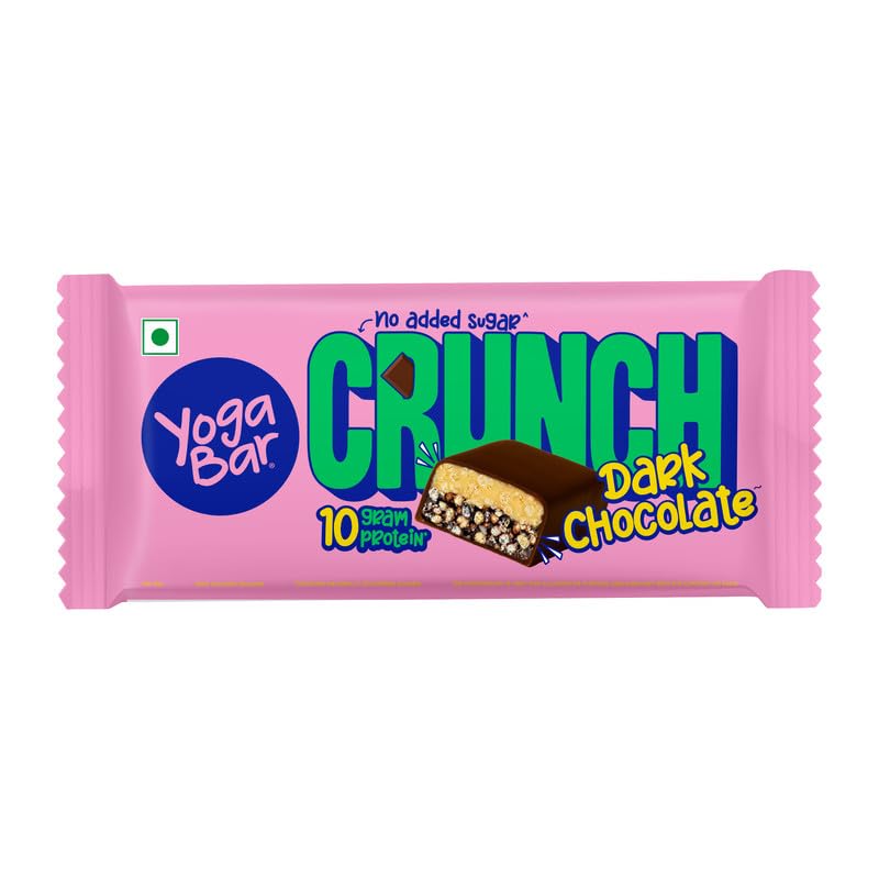 Image of Yogabar Crunch Bars Variety Pack | Dark Chocolate and Mixed Berry | 10g Protein Bars | No Added Sugar | Crunchy Whey Protein Bars for Gym, Workout & Healthy Snacking | Pack of 24 bars (12 x 2)