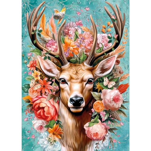 CherryPazzi Puzzle 1000 pièces : Cerf en Fleurs